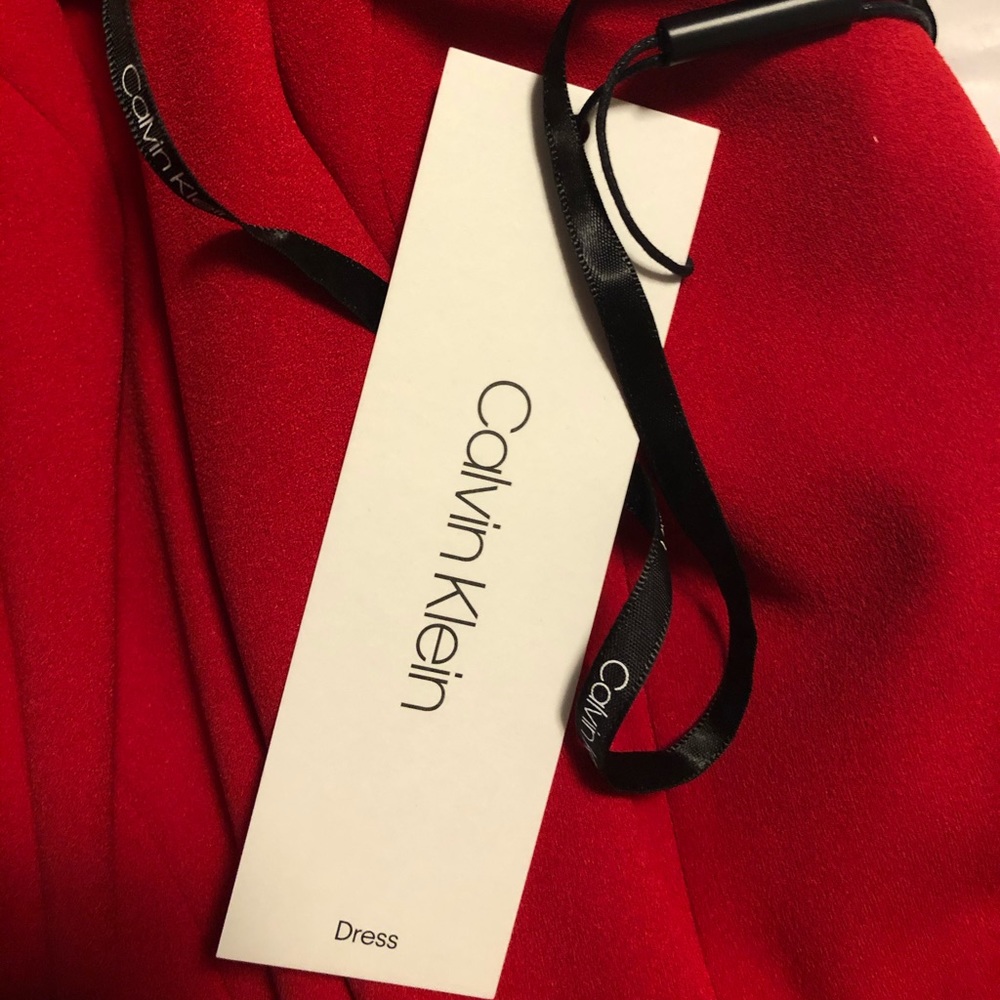Calvin Klein Halter Fit & Flare Red Dress, NEW! - Picture 6 of 8